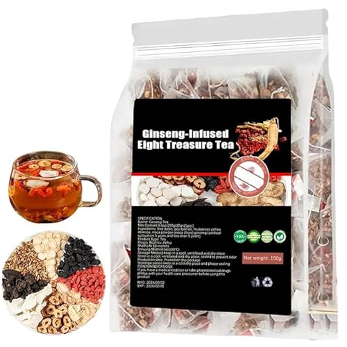 Ginseng-infused Eight Treasure tEA, Kidney Tea formula GInseng Five Treasure TEA,Ginseng And Wolfberry T-ea,Red Date Wolfberry Mulberry Health Tea,Kidney Care T-ea Bags for Women & Men (1 Box) von Vitrywei