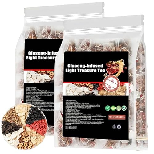 Ginseng-infused Eight Treasure tEA, Kidney Tea formula GInseng Five Treasure TEA,Ginseng And Wolfberry T-ea,Red Date Wolfberry Mulberry Health Tea,Kidney Care T-ea Bags for Women & Men (2 Box) von Vitrywei