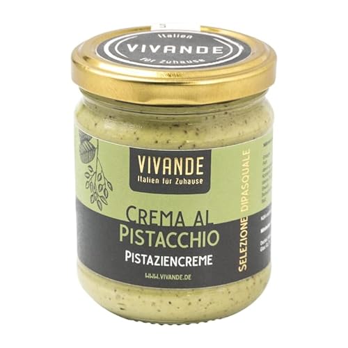 Sizilianische Pistaziencreme 190g by vivande.de I Süße Pistazien creme Made in Italy, für Brot und zum Füllen von Kuchen, der perfekte ProteinSnack von Vivande - Italien für Zuhause