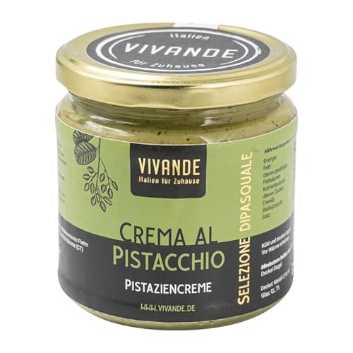Sizilianische Pistaziencreme 400g by vivande.de I Süße Pistazien creme Made in Italy, für Brot und zum Füllen von Kuchen, der perfekte ProteinSnack von Vivande - Italien für Zuhause