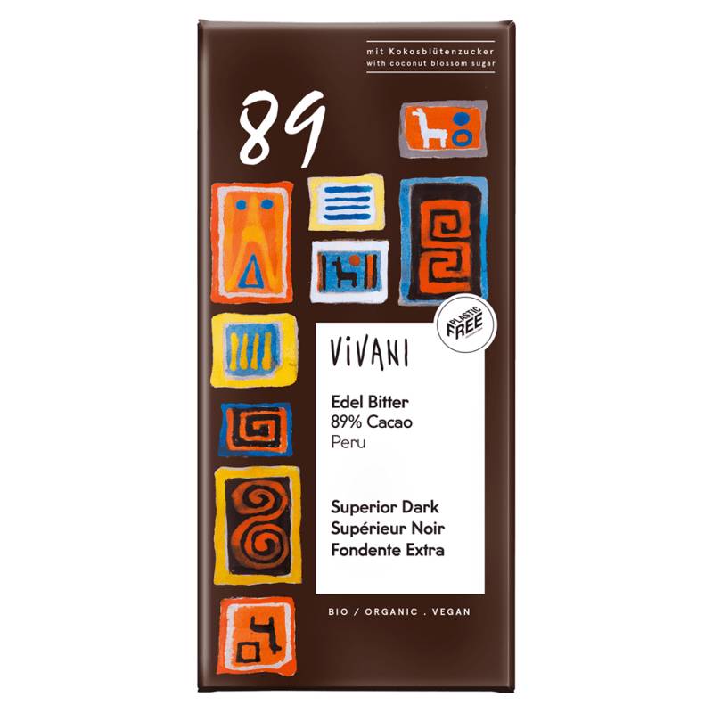Bio Edel Bitter 89% Cacao von Vivani