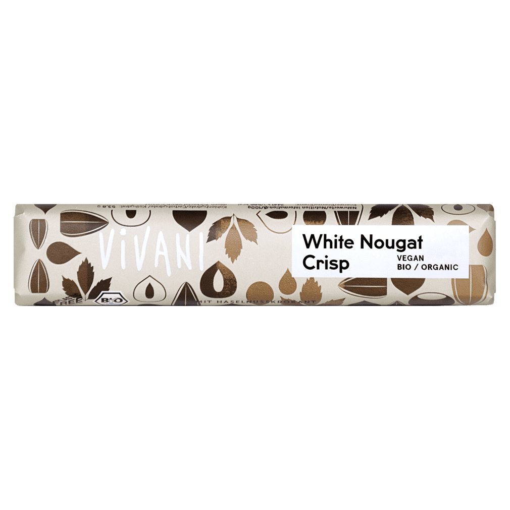 Bio White Nougat Crisp Schokoriegel Bio White Nougat Crisp Schokoriegel von Vivani