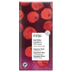Edelbitterschokolade mit Cranberries von Vivani