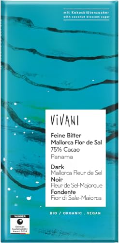 Feine Bitter Mallorca Flor de Sal 75% Cacao Panama 18 x 80 gr Feine Bitter Mallorca Flor de Sal 75% Cacao Panama 18 x 80 gr von Vivani