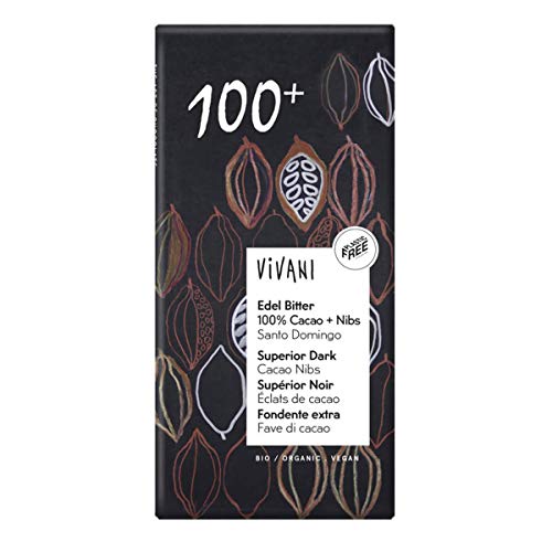 Vivani - Edel Bitter 100% Cacao + Nibs Schokolade Santo Domingo - 80 g - 10er Pack von Vivani