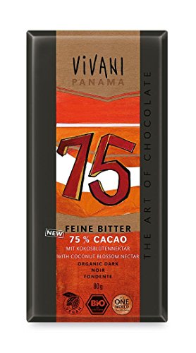 Vivani - Feine Bitter Schokolade 75% Cacao Panama mit Kokosblütenzucker - 80 g - 10er Pack von Vivani