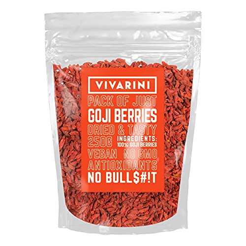 Vivarini Goji-Beeren 1kg | Angenehmer, herb-süßer Geschmack | Superfood aus Asien | Zusatz zu Tee, Mate Tee, Speisen und Desserts | Wertvolle Nährstoffquelle | Getrocknete Goji-Beeren | 1000g von Vivarini