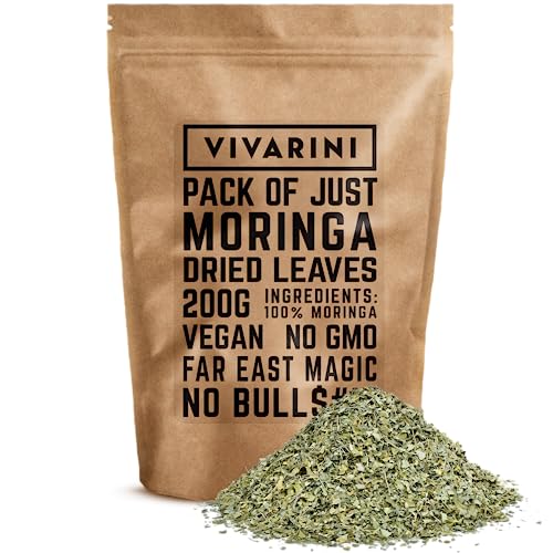 Vivarini Moringa 200g | Subtiler, pflanzlicher Geschmack und Aroma | Weit verbreitet im traditionellen Ayurveda | Zusatz zu Aufgüssen - Tee und Mate Tee und Speisen | 0,2kg von Vivarini