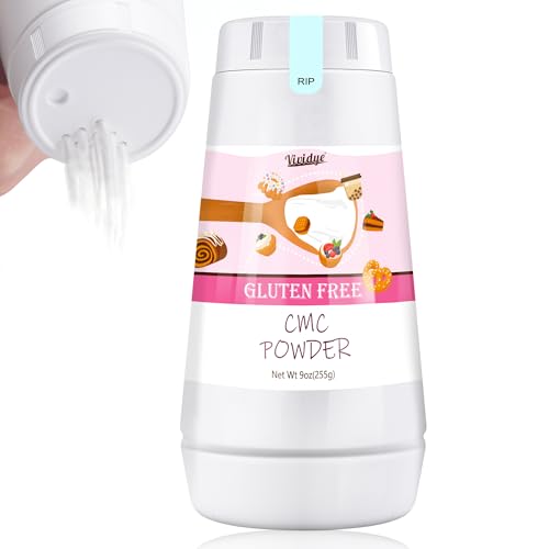 CMC Pulver 255g, Lebensmittelqualität CMC Pulver für Fondant, Eiscreme, Kuchen, Joghurt, Süßigkeiten und Modellierpaste, Carboxymethylcellulose - Natürliches Dickungsmittel und Feuchtigkeitshalter von Vividye
