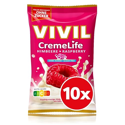 VIVIL Creme Life Himbeere, 10 Beutel, fruchtige Sahnebonbons mit Himbeergeschmack, zuckerfrei & glutenfrei, 10 x 90g VIVIL Creme Life Himbeere, 10 Beutel, fruchtige Sahnebonbons mit Himbeergeschmack, zuckerfrei & glutenfrei, 10 x 90g von Vivil