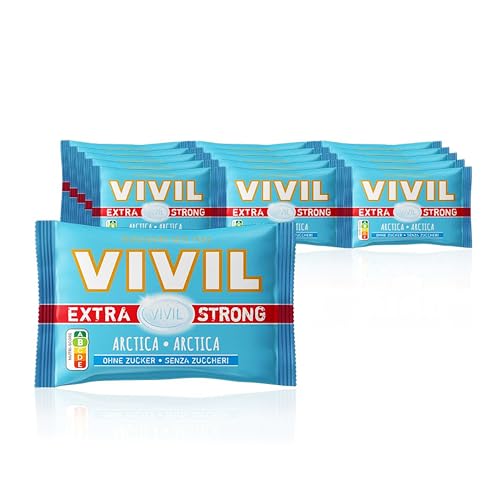 VIVIL Extra Strong Arctica, 5 x 3er Pack, extra starke Pastillen mit Minzgeschmack, zuckerfrei & vegan, 15 x 25g von Vivil