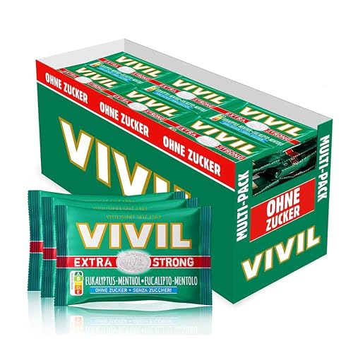 VIVIL Extra Strong Eukalyptus-Menthol, 26 x 3er Pack, extra starke Pastillen mit Eukalyptusgeschmack, zuckerfrei & vegan, 78 x 25g von Vivil