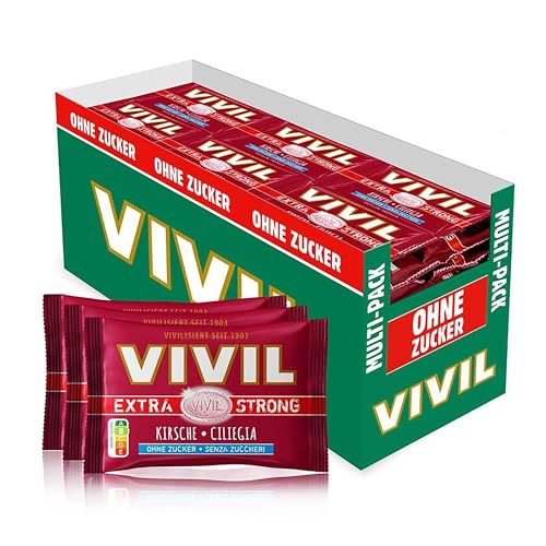 VIVIL Extra Strong Kirsche, 26 x 3er Pack, extra starke Pastillen mit Kirschgeschmack, zuckerfrei & vegan, 78 x 25g von Vivil