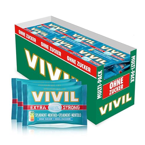 VIVIL Extra Strong Spearmint-Menthol, 26 x 3er Pack, extra starke Pastillen mit Spearmintgeschmack, zuckerfrei & vegan, 78 x 25g von Vivil