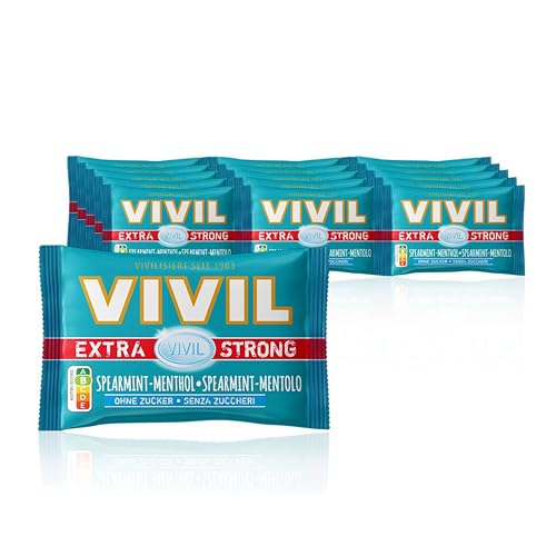 VIVIL Extra Strong Spearmint-Menthol, 5 x 3er Pack, extra starke Pastillen mit Spearmintgeschmack, zuckerfrei & vegan, 15 x 25g von Vivil
