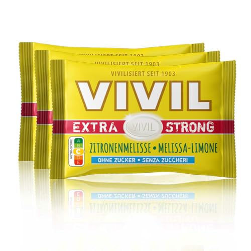 VIVIL Extra Strong Zitronenmelisse, 3er Pack, extra starke Pastillen mit Zitronenmelissegeschmack, zuckerfrei & vegan, 3 x 25g von Vivil