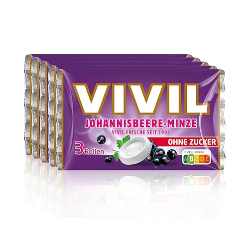 VIVIL Rollen Johannisbeere-Minze, 5 x 3er Pack, fruchtige Pastillen mit Johannisbeeregeschmack, zuckerfrei & vegan, 15 x 28g VIVIL Rollen Johannisbeere-Minze, 5 x 3er Pack, fruchtige Pastillen mit Johannisbeeregeschmack, zuckerfrei & vegan, 15 x 28g von Vivil