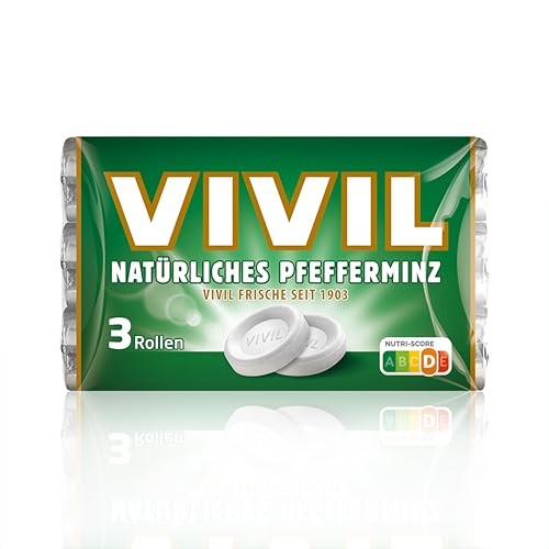 VIVIL Rollen Natürliches Pfefferminz, 3er Pack, frische Pastillen mit Pfefferminzgeschmack, glutenfrei & laktosefrei, 3 x 29g VIVIL Rollen Natürliches Pfefferminz, 3er Pack, frische Pastillen mit Pfefferminzgeschmack, glutenfrei & laktosefrei, 3 x 29g von Vivil