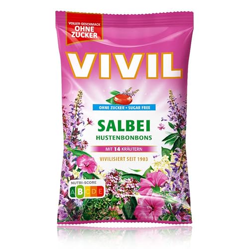 VIVIL Salbei mit 14 Kräuter, 10 Beutel, Hustenbonbons mit Salbeigeschmack, ohne Zucker & vegan, 10 x 120g VIVIL Salbei mit 14 Kräuter, 10 Beutel, Hustenbonbons mit Salbeigeschmack, ohne Zucker & vegan, 10 x 120g von Vivil