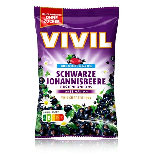 VIVIL Schwarze Johannisbeere mit 23 Kräuter, 10 Beutel, Hustenbonbons mit Kräutergeschmack, ohne Zucker & vegan, 10 x 120g VIVIL Schwarze Johannisbeere mit 23 Kräuter, 10 Beutel, Hustenbonbons mit Kräutergeschmack, ohne Zucker & vegan, 10 x 120g von Vivil