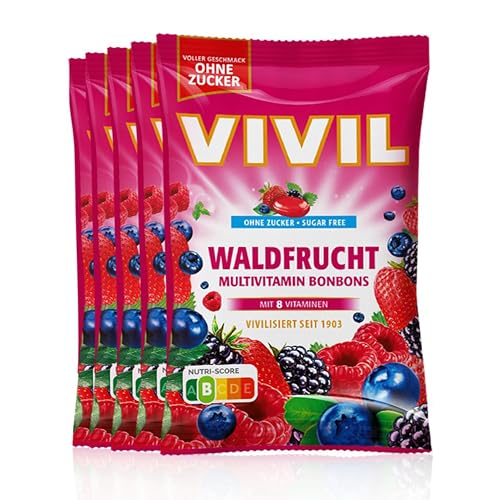 Vivil Waldfrucht Multivitaminbonbons ohne Zucker | 5 Beutel x 120g von Vivil