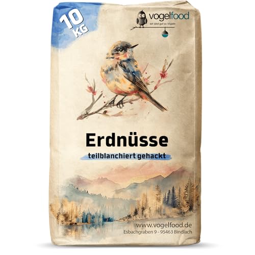 Erdnüsse teilblanchiert gehackt 10 kg geviertelt Vogelfutter Igelfutter von vogelfood wir sind gut zu Vögeln