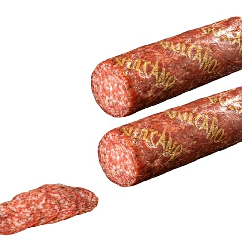 Österreichische Salami 300g, 2 x 300g ganze Stange, 100% Natürlich, Geräuchert, Glutenfrei, Laktosefrei (Kürbiskern) von Vulcano