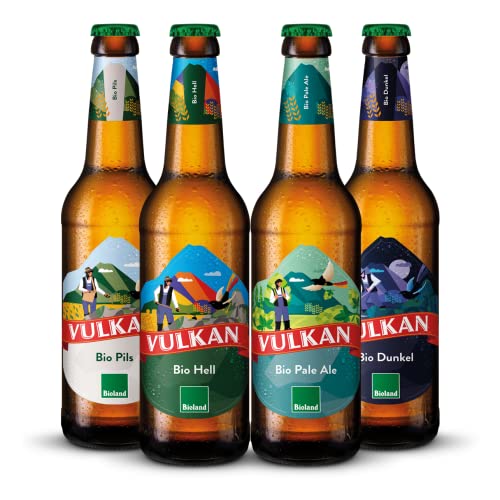 VULKAN Brauerei Bio Klassik-Box 12x0,33l/ 3 x Bio Hell/ 3 x Bio Pils / 3 x Bio Dunkel / 3x Bio Pale Ale (MEHRWEG, inkl. Pfand) von Vulkan