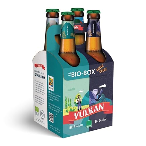 VULKAN Brauerei Bio Box 4x0,33l/ 1 x Bio Hell/ 1 x Bio Pils / 1 x Bio Dunkel / 1x Bio Pale Ale (MEHRWEG, inkl. Pfand) von Vulkan