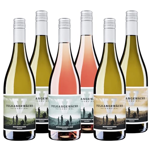 Vulkangewächs Kaiserstuhl Wein-Probierpaket - Weißburgunder, Grauburgunder & Spätburgunder Rosé QbA trocken - Weißwein und Roséwein zum probieren oder verschenken (6 x 0,75l) von Oberrotweil