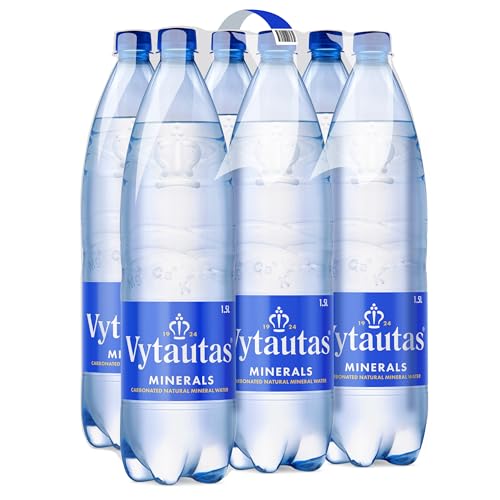 VYTAUTAS Natürliches Mineralwasser mit Kohlensäure 1l (6er Pack) Für Maximale Hydration, Reich an Essenziellen Mineralien wie Calcium, Magnesium, Funktionswasser, Hohe Mineralisierung von Vytautas