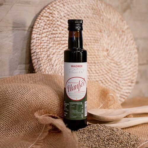 WAGNER Classic Hanföl Kaltgepresst Reich An Omega-3&-6 Fettsäuren | Natürlich & Nachhaltiges Hanfsamenöl - Für Küche & Hautpflege | Hochwertigees Hemp Oil aus Hofeigener Landwirtschaft | 250 ml WAGNER Classic Hanföl Kaltgepresst Reich An Omega-3&-6 Fettsäuren | Natürlich & Nachhaltiges Hanfsamenöl - Für Küche & Hautpflege | Hochwertigees Hemp Oil aus Hofeigener Landwirtschaft | 250 ml von Wagner