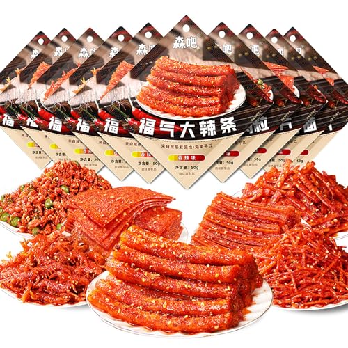 Latiao,Chinesische Snacks,Würzig Gewürzte Snacks, 50g würzige Streifen,Lässiger Snack,Duftendes scharf, Individuelles Paket (10 Packungen) von WANGLIUpeers