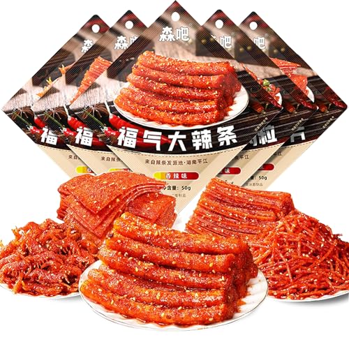 Latiao,Chinesische Snacks,Würzig Gewürzte Snacks, 50g würzige Streifen,Lässiger Snack,Duftendes scharf, Individuelles Paket (5 Packungen) von WANGLIUpeers