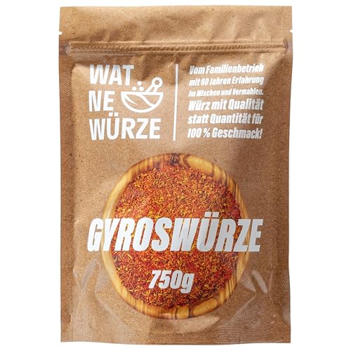 WAT NE WÜRZE Gyrosgewürz 750 g | Griechische Gewürze für Gyros, Souvlaki, Döner, Bifteki, Kebab und Shawarma | Gewürzmischung zum Grillen und Braten für mediterrane Fleisch Gerichte von WAT NE WÜRZE