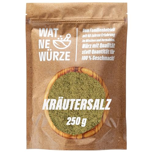 WAT NE WÜRZE Kräutersalz 250 g | Gewürzmischung aus hochwertigem Salz und Kräutern | Ohne Zusatzstoffe und Glutamat | Mediterrane Gewürzsalzmischung zum Würzen aller Speisen von WAT NE WÜRZE