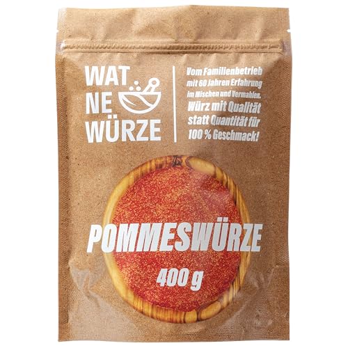 WAT NE WÜRZE Pommes frites Gewürz Salz 400 g | Pommessalz wie beim Imbiss | Freibad Pommesgewürzmischung | Auch als Bratkartoffelgewürz und Gewürzsalz für weitere Kartoffelgerichte (400 gramm) von WAT NE WÜRZE