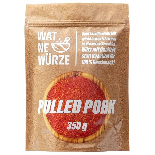 WAT NE WÜRZE Pulled Pork Rub Gewürzmischung 350 g | BBQ Gewürz für Pulled Pork aus Schweineschulter oder Schweinenacken | Marinade für Fleisch zum Grillen, Barbecue oder für den Smoker von WAT NE WÜRZE