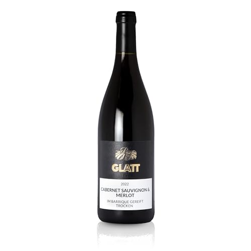 GLATT Cabernet Sauvignon & Merlot Barrique trocken 2022 | Qualitätswein vom Kaiserstuhl/Baden, Deutschland | Samtig und Kräftig im Geschmack | Rotwein im Holzfass gereift (1x 0,75L) von WBK Weinbau · Weinkontor Glatt