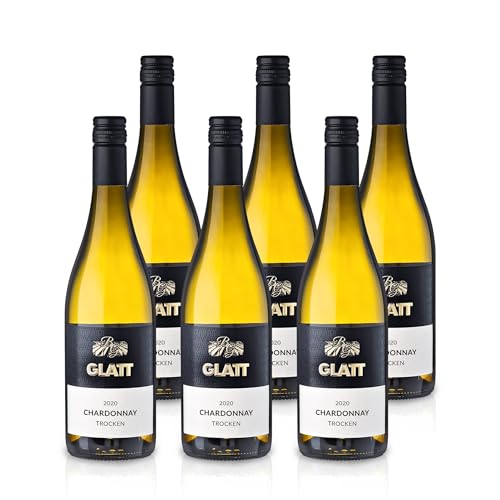 GLATT • Chardonnay trocken 2020 | Qualitätswein vom Kaiserstuhl/Baden, Deutschland | Fruchtig Pikant im Geschmack | Weißwein aus der Chardonnay-Traube (6x0,75l) von WBK Weinbau · Weinkontor Glatt