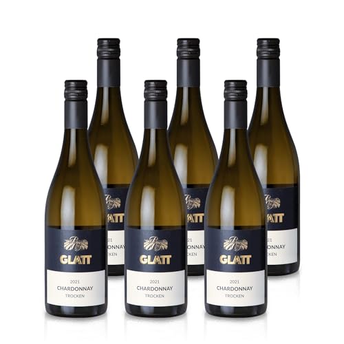 GLATT Chardonnay trocken 2021 | Qualitätswein vom Kaiserstuhl/Baden, Deutschland | Fruchtig-Pikant im Geschmack | Weißwein aus der Chardonnay-Traube (6x0,75l) von WBK Weinbau · Weinkontor Glatt