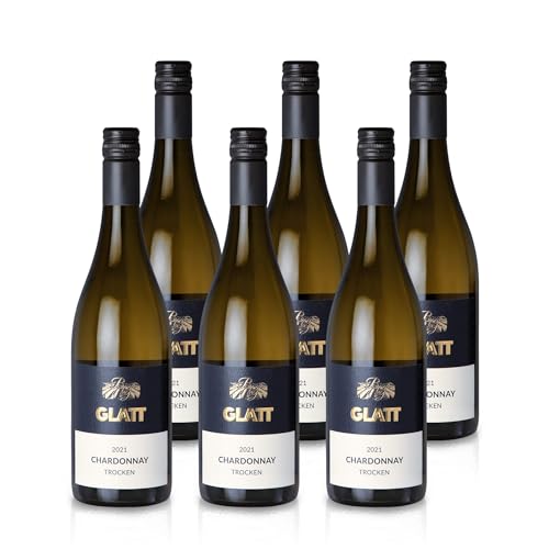 GLATT Chardonnay trocken 2021 | Qualitätswein vom Kaiserstuhl/Baden, Deutschland | Fruchtig-Pikant im Geschmack | Weißwein aus der Chardonnay-Traube (6x 0,75L) von WBK Weinbau · Weinkontor Glatt