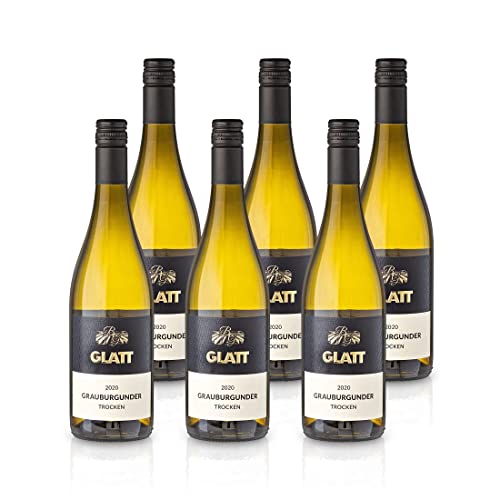 GLATT • Grauburgunder trocken 2020 | Qualitätswein vom Kaiserstuhl/Baden, Deutschland | Leicht & Fruchtig im Geschmack | Weißwein aus der Pinot Gris-Traube (6x0,75l) von WBK Weinbau · Weinkontor Glatt