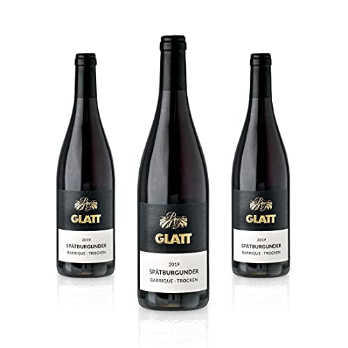GLATT Spätburgunder Barrique 2019 trocken | Qualitätswein vom Kaiserstuhl/Baden, Deutschland | Samtig & Kräftig im Geschmack | Rotwein aus der Pinot Noir Traube (3x 0,75L) von WBK Weinbau · Weinkontor Glatt