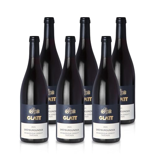 GLATT Spätburgunder Barrique trocken 2021 | Qualitätswein vom Kaiserstuhl/Baden, Deutschland | Samtig und Kräftig im Geschmack | Rotwein aus der Pinot Noir-Traube (6x0,75l) von WBK Weinbau · Weinkontor Glatt