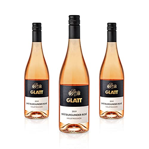 GLATT Spätburgunder Roséwein 2019 halbtrocken | Qualitätswein vom Kaiserstuhl/Baden, Deutschland | Fruchtig & Spritzig im Geschmack | Rosé aus der Pinot Noir Traube (3x 0,75L) von WBK Weinbau · Weinkontor Glatt