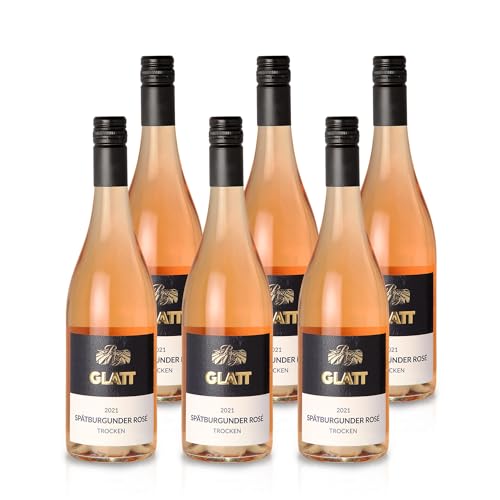 GLATT Spätburgunder Roséwein 2021 trocken | Qualitätswein vom Kaiserstuhl/Baden, Deutschland | Fruchtig & Spritzig im Geschmack | Rosé aus der Pinot Noir Traube (6x0,75l) von WBK Weinbau · Weinkontor Glatt
