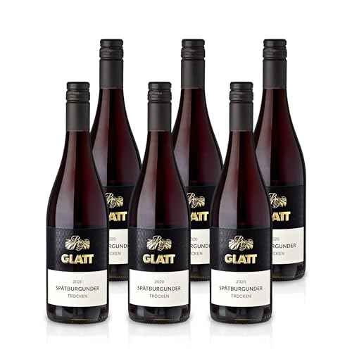 GLATT • Spätburgunder trocken 2020 | Qualitätswein vom Kaiserstuhl/Baden, Deutschland | Samtig und Kräftig im Geschmack | Rotwein aus der Pinot Noir-Traube (6x0,75l) von WBK Weinbau · Weinkontor Glatt