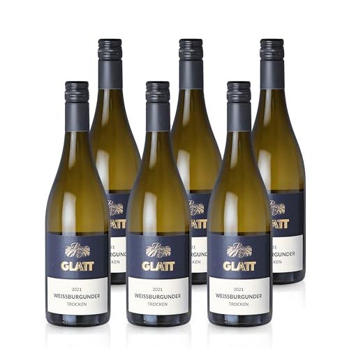 GLATT Weißburgunder trocken 2021 | Qualitätswein vom Kaiserstuhl/Baden, Deutschland | Fruchtig und zart im Geschmack | Weißwein aus der Pinot Blanc-Traube (6x 0,75L) von WBK Weinbau · Weinkontor Glatt