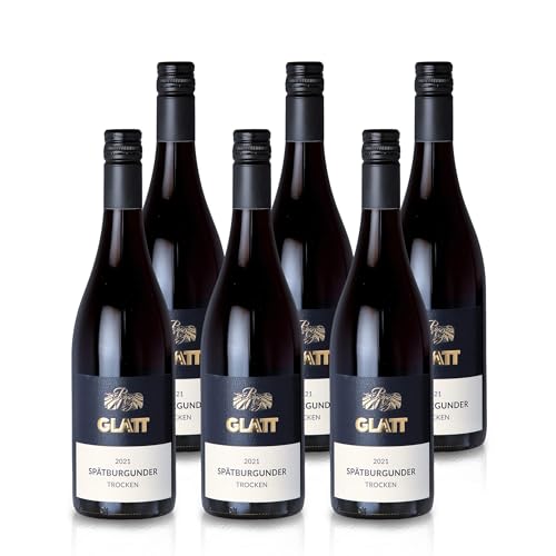 GLATT • Spätburgunder trocken 2021 | Qualitätswein vom Kaiserstuhl/Baden, Deutschland | Samtig und Kräftig im Geschmack | Rotwein aus der Pinot Noir-Traube (6x0,75l) von WBK Weinbau · Weinkontor Glatt